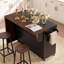 Îlot de cuisine 102,3 po avec table de salle à manger extensible, chariot d'îlot roulant avec armoire de rangement pour poubelles, support à épices coulissant à 3 niveaux, table d'îlot mobile sur roulettes pour la cuisine, la salle à manger, noir-730211561