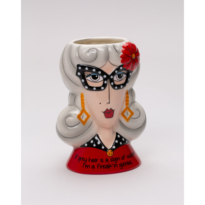 Dollymama's Makeup Brush Holder - Gray Hair Lady