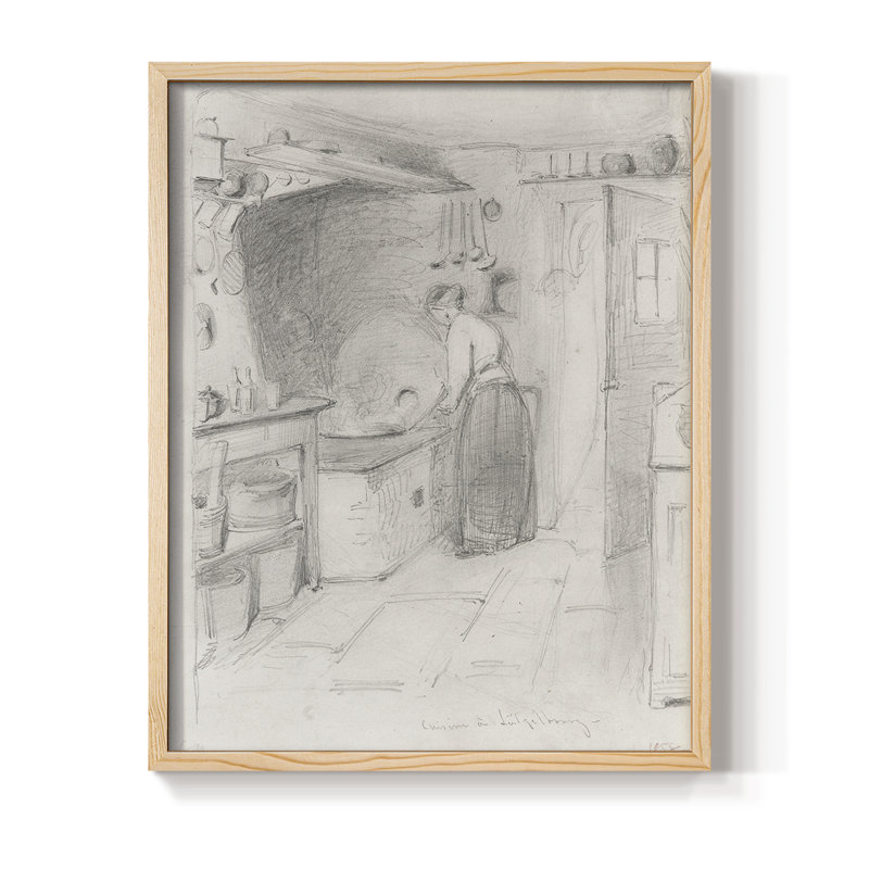 Croquis rétro, impression encadrée en bois massif, Naturel, H 30 po x l 24 po