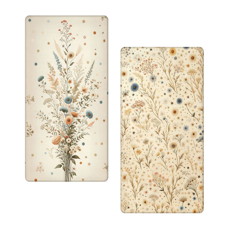 Ensemble de draps-housses Ambesonne, ensemble de 2, art floral rustique minimal _sds1139, Drap-housse de taille simple