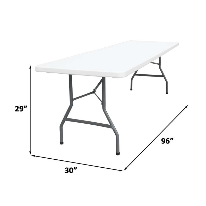 Heavy Duty 96'' 8ft Commercial Party Event Solid Non-folding Tabletop Rectangle Plastic Folding Table