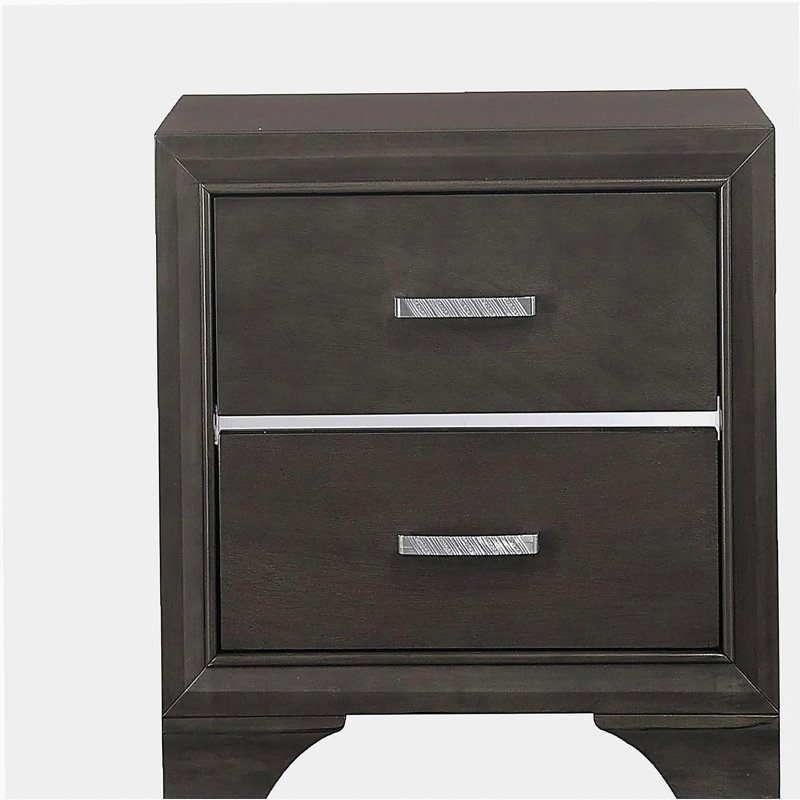 Grey 2-drawer Nightstand