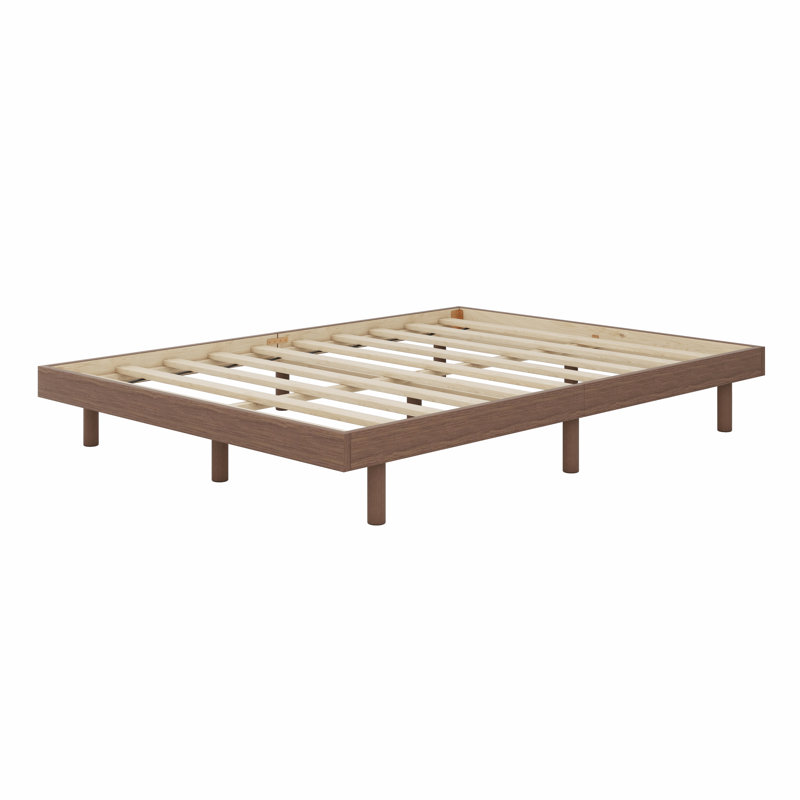 Modern Design Floating Platform Bed Frame, Full, White Washed