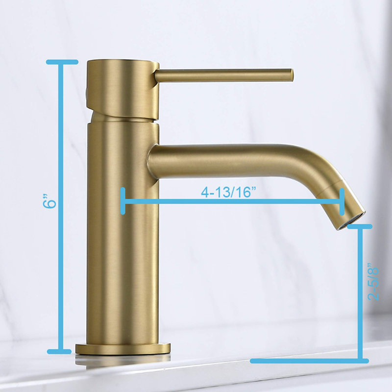 Modern Single-handle Bathroom Faucet with Drain Assembly, Gold