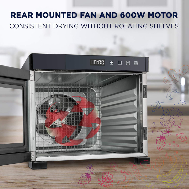Ivation 6 Tray Stainless Steel Food Dehydrator with Timer