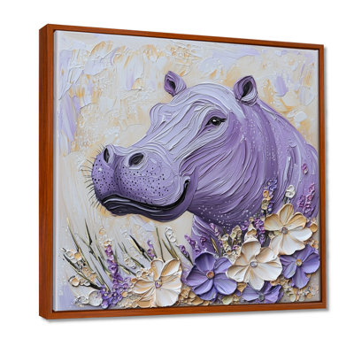 Lavande, hippopotame Grazing The Meadows I - Hippopotame, reproduction sur toile