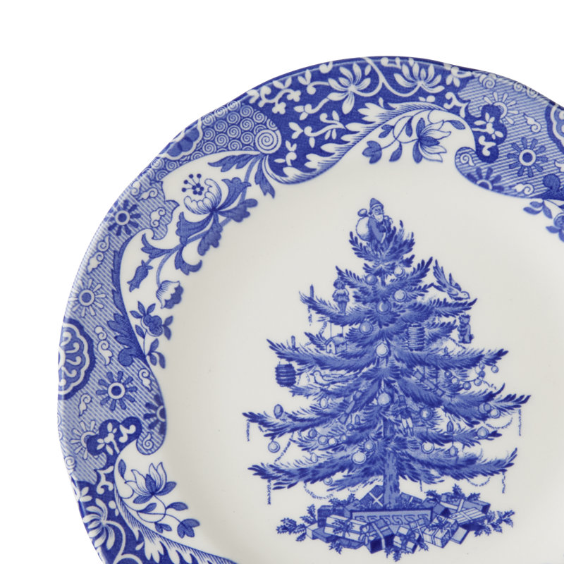 Blue Italian,christmas Set Of 4 Side Plates