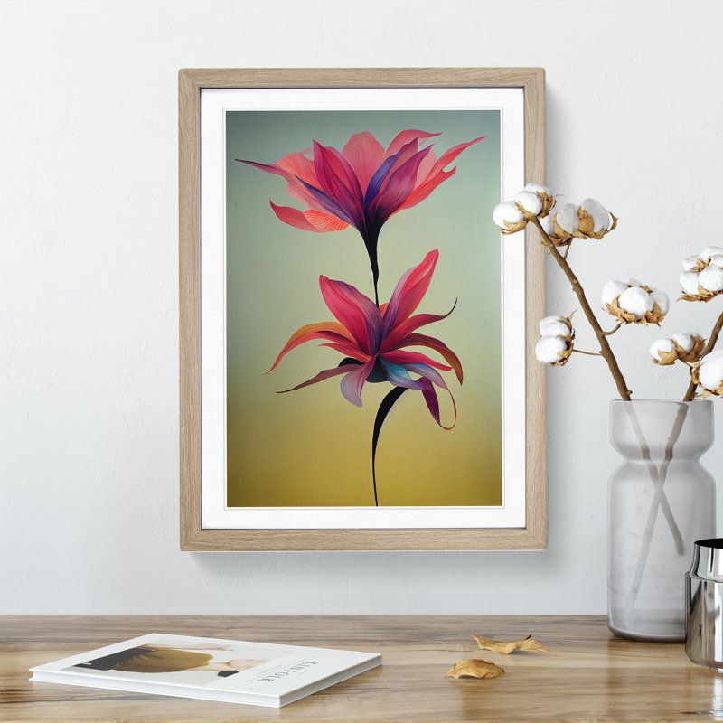 Brilliant Flowers - Single Picture Frame Print, 46cm H x 34cm W x 2cm D, Oak