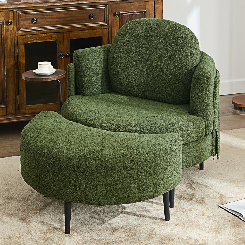 Canapé simple avec repose-pieds, Vert
