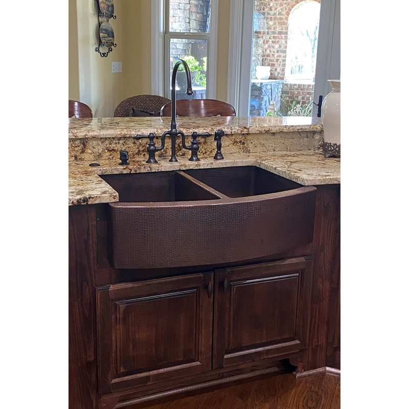 30" Hammered Copper Apron Front Single Basin Kitchen Sink