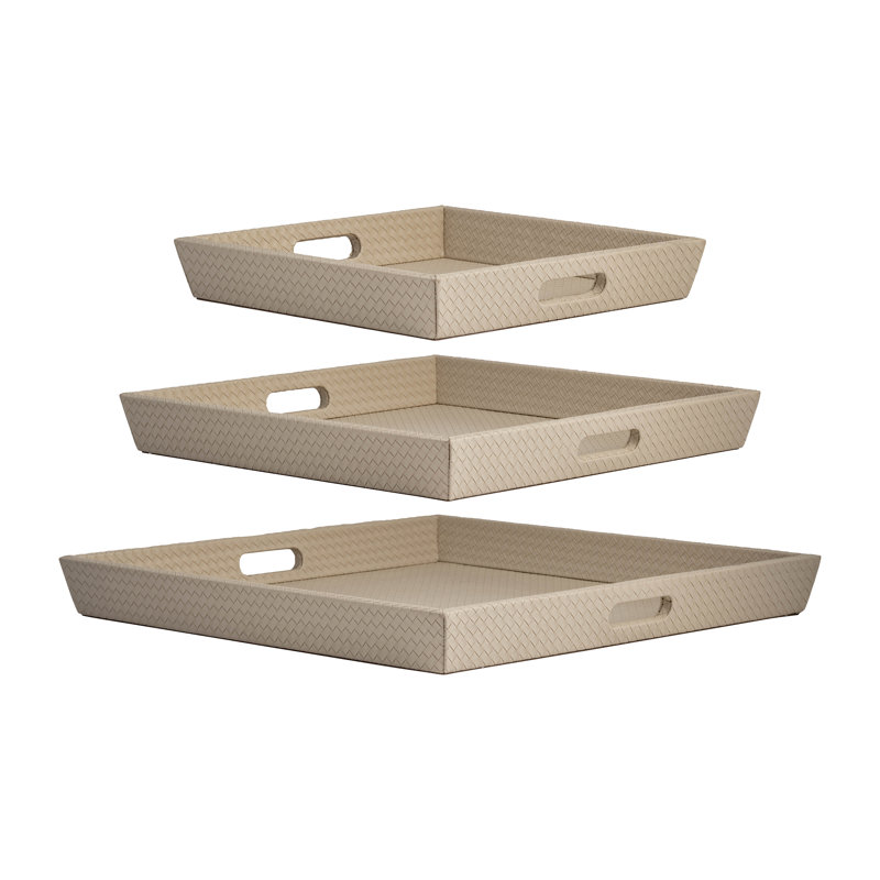 Sagebrook Home Amidala Serving Trays - Set of 3, Tan