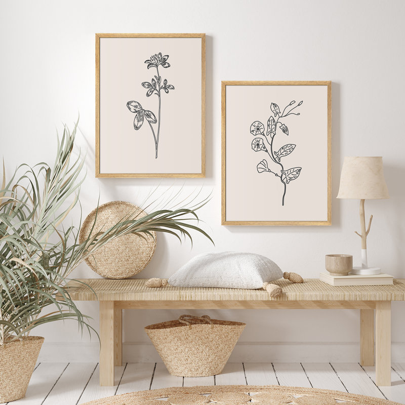 «Morning Glory Flowers», art moderne minimaliste, impressions encadrées, affiches, petit art mural de salle de bain, Naturel