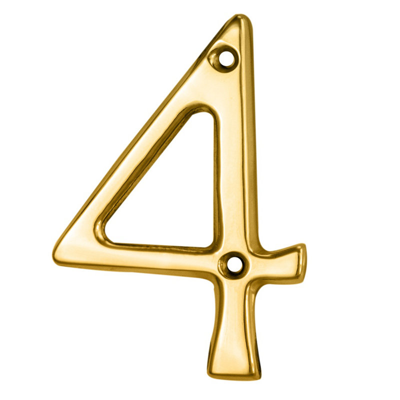 Clapham 7cm H Brass House Number, Polished Brass, 4