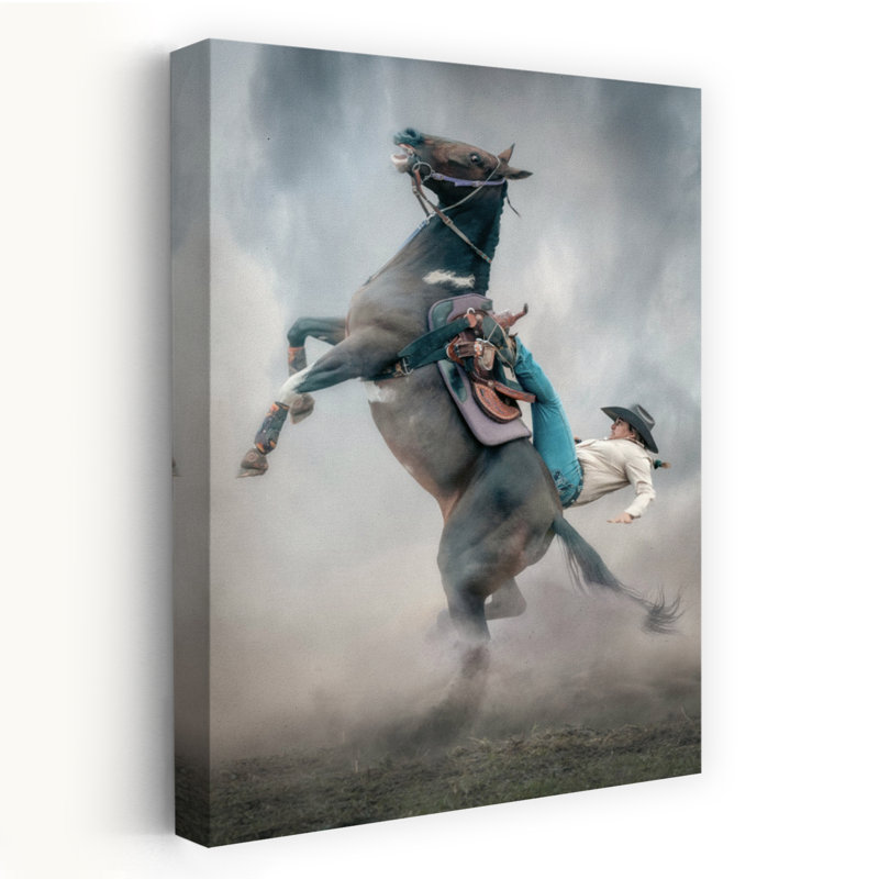 «Wild Rodeo Moment», reproduction d'art dramatique cheval contemporain, 24" H x 16" W
