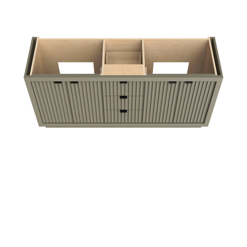 Lecrieú Double Bath Vanity, French Olive, Matte Black, 72"