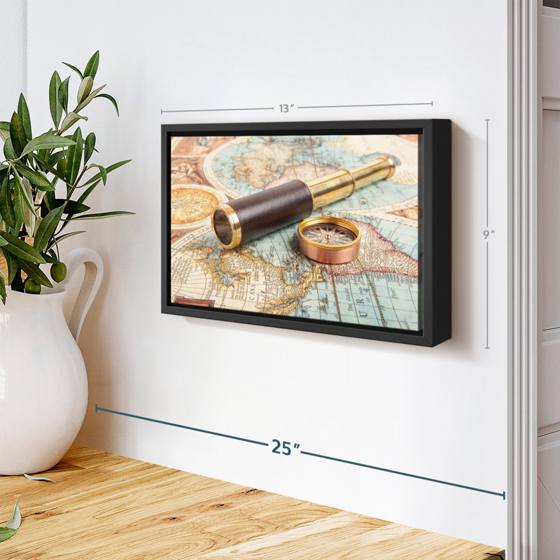 " Spyglass And Compass Canvas Print ", 9" H x 13" W
