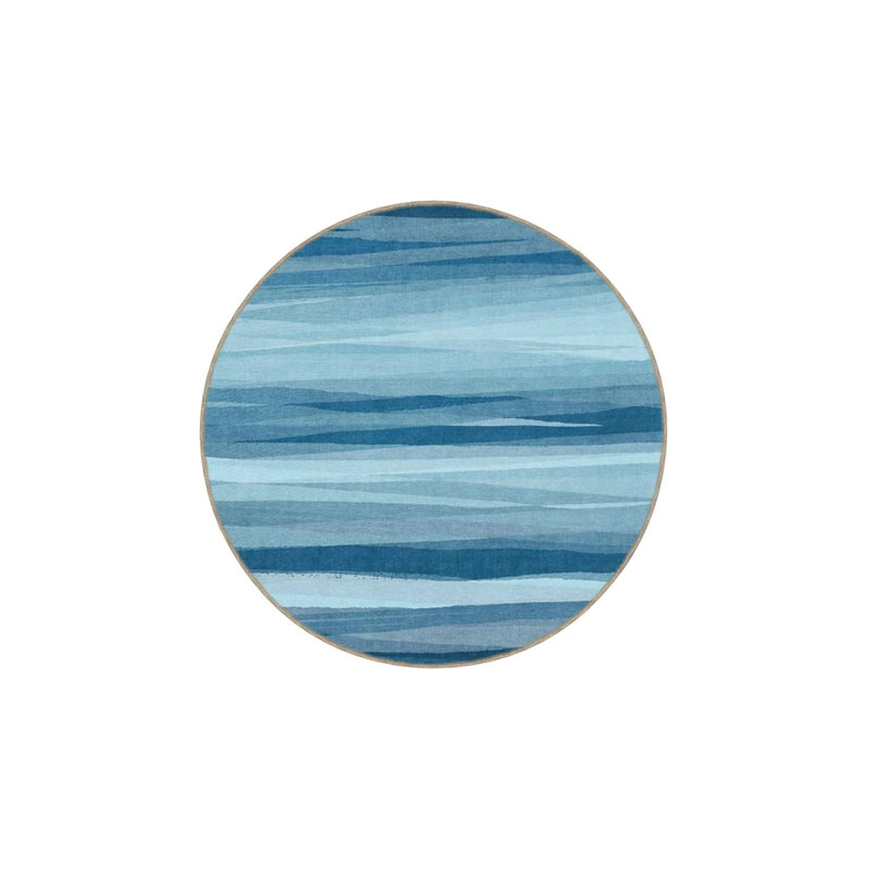 Deep Blue Striped Patterned Washable Decorative Carpet, Rectangle 2'4" x 4'