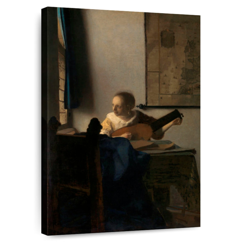 Jeune femme avec un luth 1662-1663, H 12 po x l 8 po