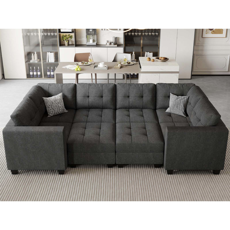 Soneson Ivery 116.6'' Sectional Couch Sleeper Module Polyester Blend Sofa Bed with Storage Seat Ottoman