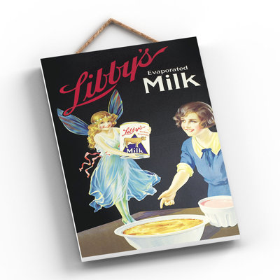 Libbys Evaporated Milk Vintage Retro Poster Design On Wooden Plaque