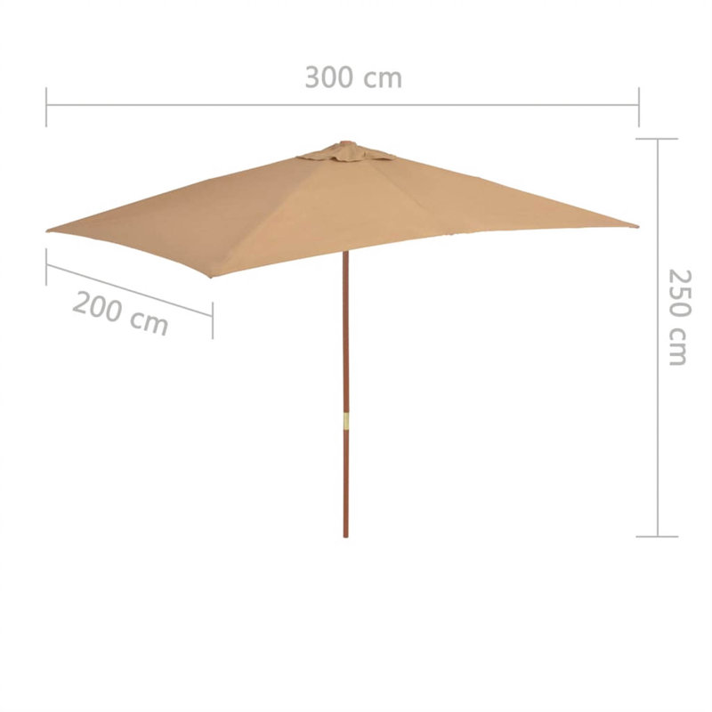 Bryleigh 200cm X 300cm Rectangular Market Parasol, Taupe