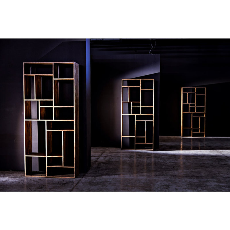 Malic Solid Wood Geometric Bookcase