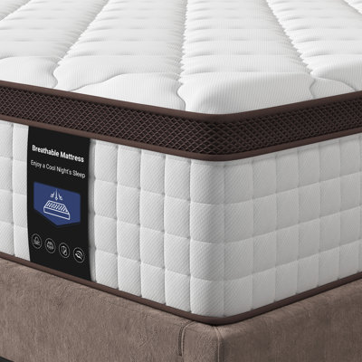 Serweet Hybrid Mattress – Medium Firm with Bamboo Charcoal Memory Foam & Zoned Coils, 10"–14"