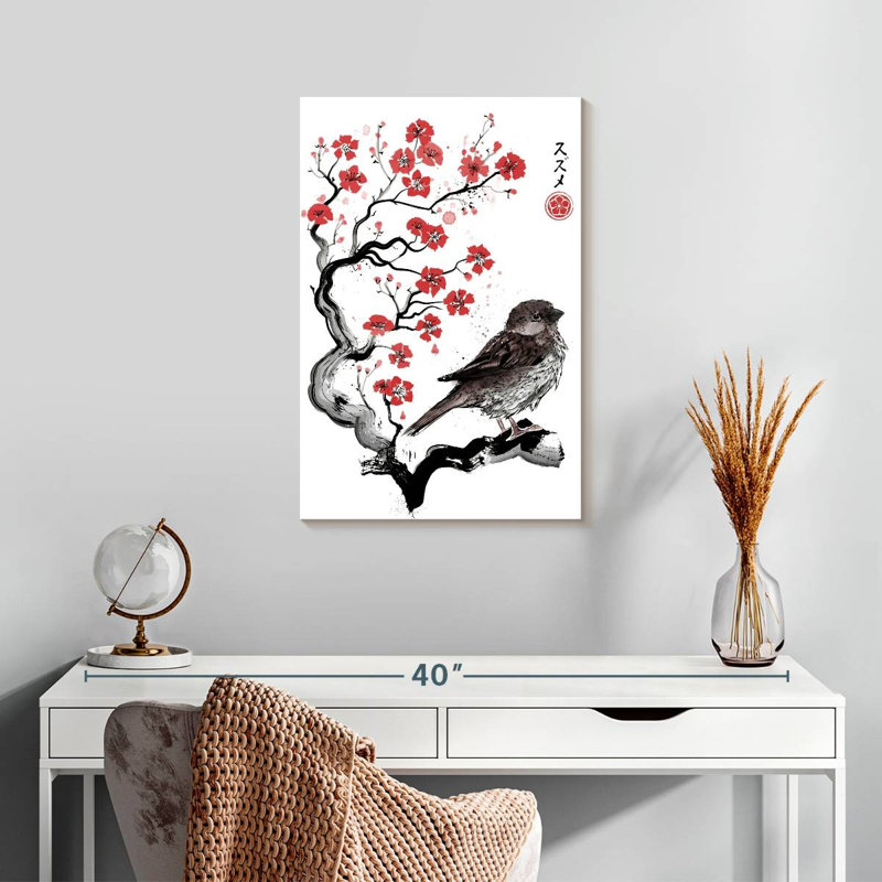 Brampt Little Sparrow Sumi-E, 24" H x 16" W