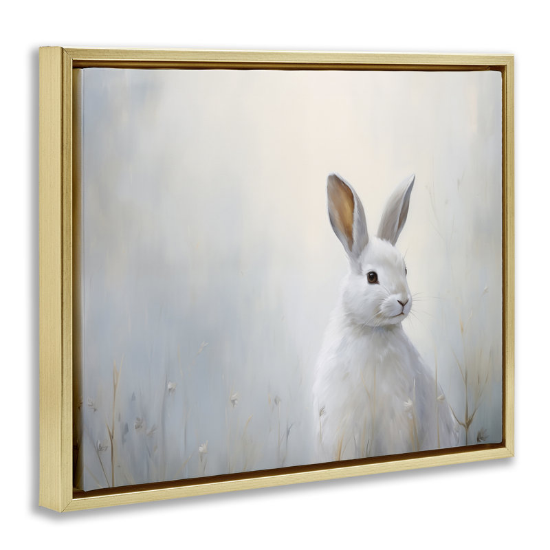 Art mural sur toile Serene Rabbit Floater, design par Arlington Prints, Cadre flottant gris lustré, H 17 po x l 21 po