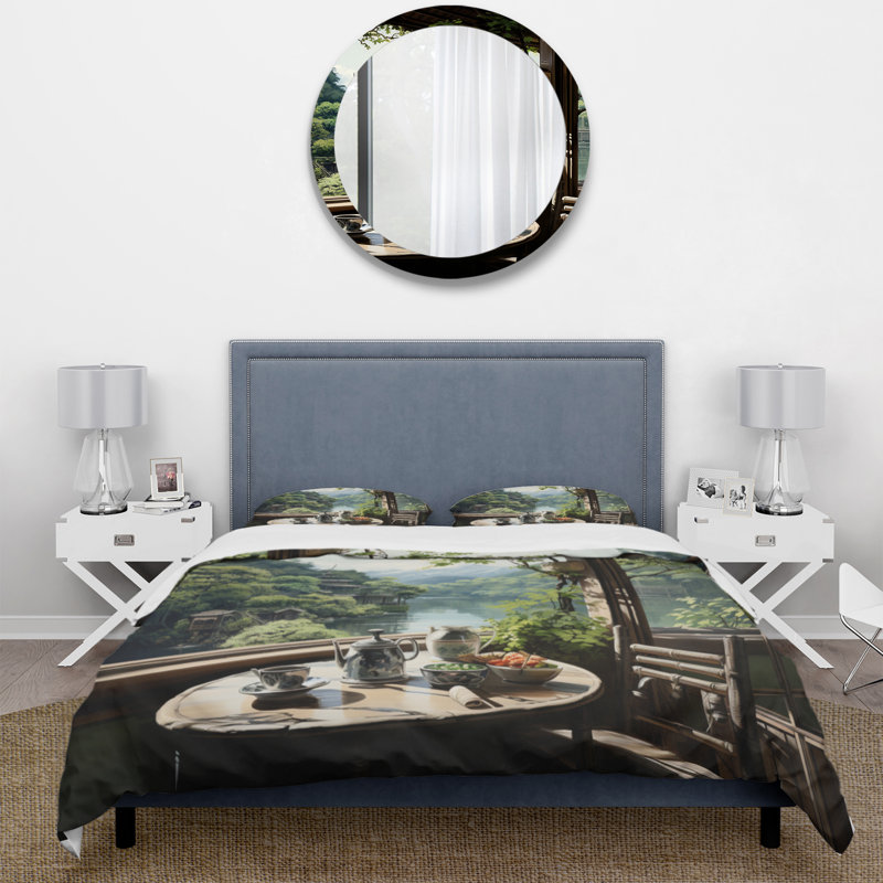 Ensemble de housse de couette en microfibre / polyester Japon Art Teahouse Serenity