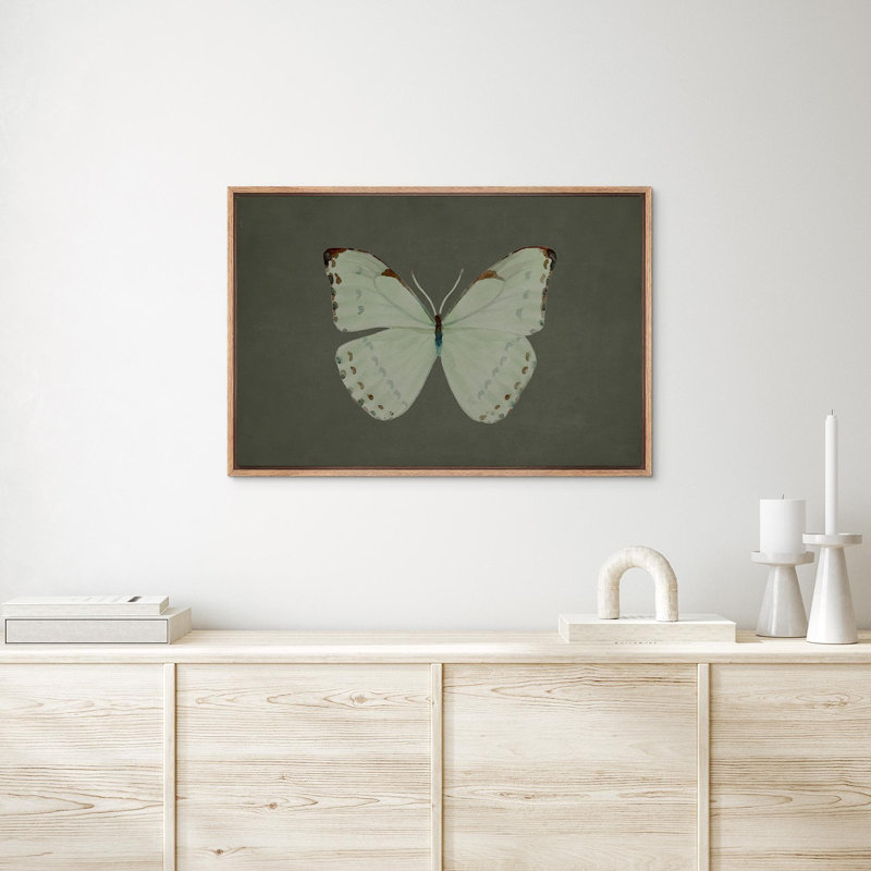 «Abstract Green Butterfly Art», impression sur toile encadrée de chambre à coucher minimaliste moderne simple, Naturel