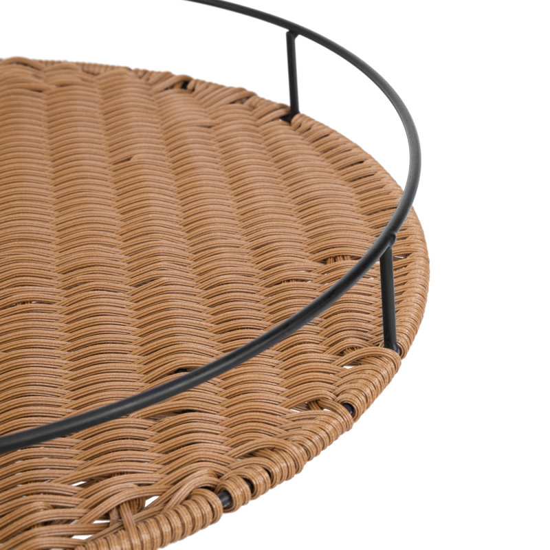 38.1cm W Woven Rattan Ottoman/Coffee Table Tray