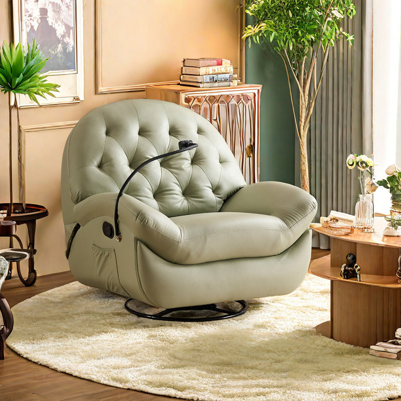 Fauteuil inclinable et pivotant en similicuir Seun, Vert
