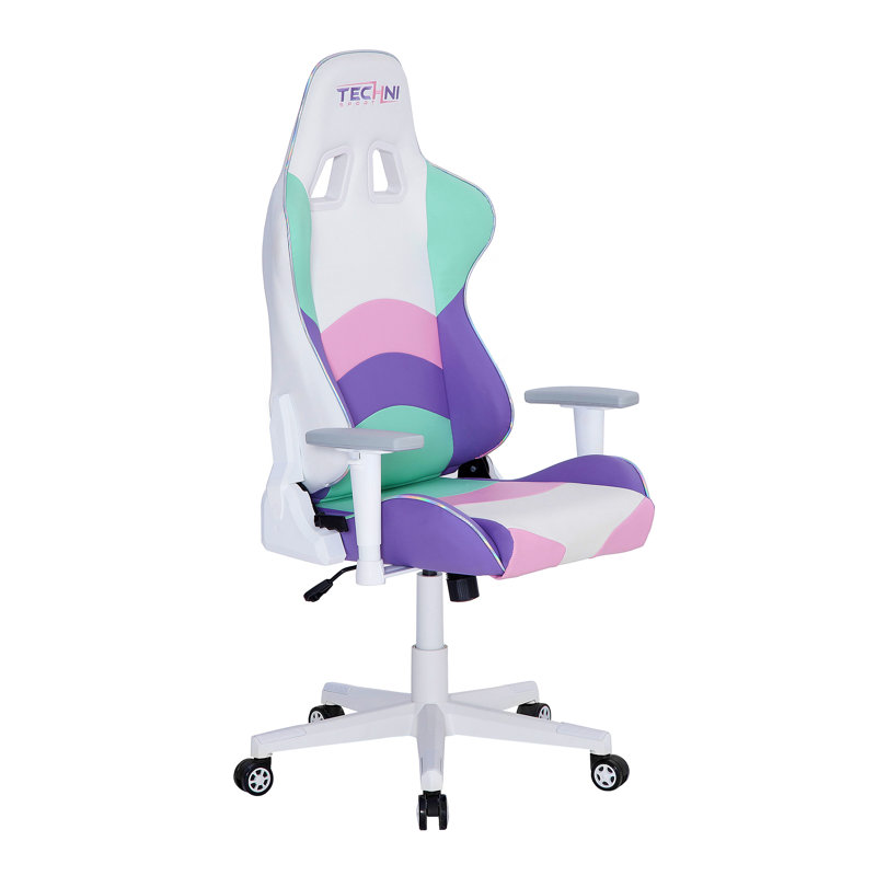 Techni Sport TS-42 Office-PC Gaming Chair, Pink/White, White