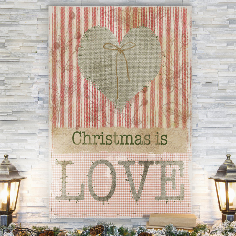 «Burlap Christmas Love» par Parvez Taj - reproduction d'art sur toile tendue, H 12 po x l 8 po x P 1 po