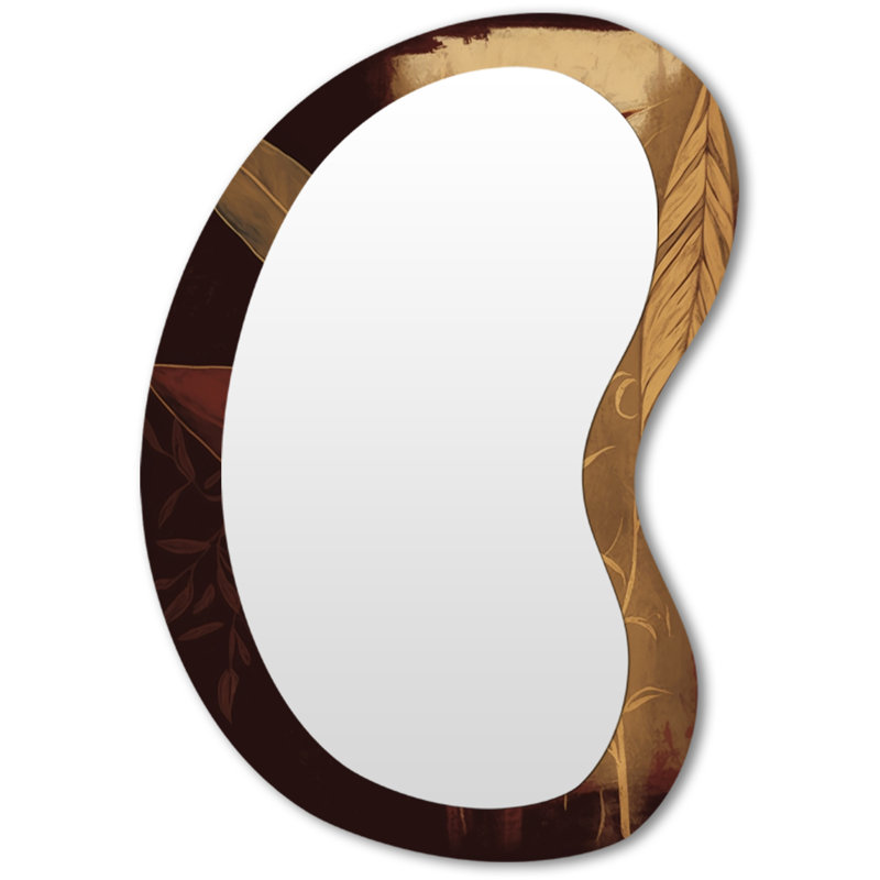 Grand miroir mural Terra Cotta Chocolate Leaves VI - Formes 3D, 31 po x 22 po