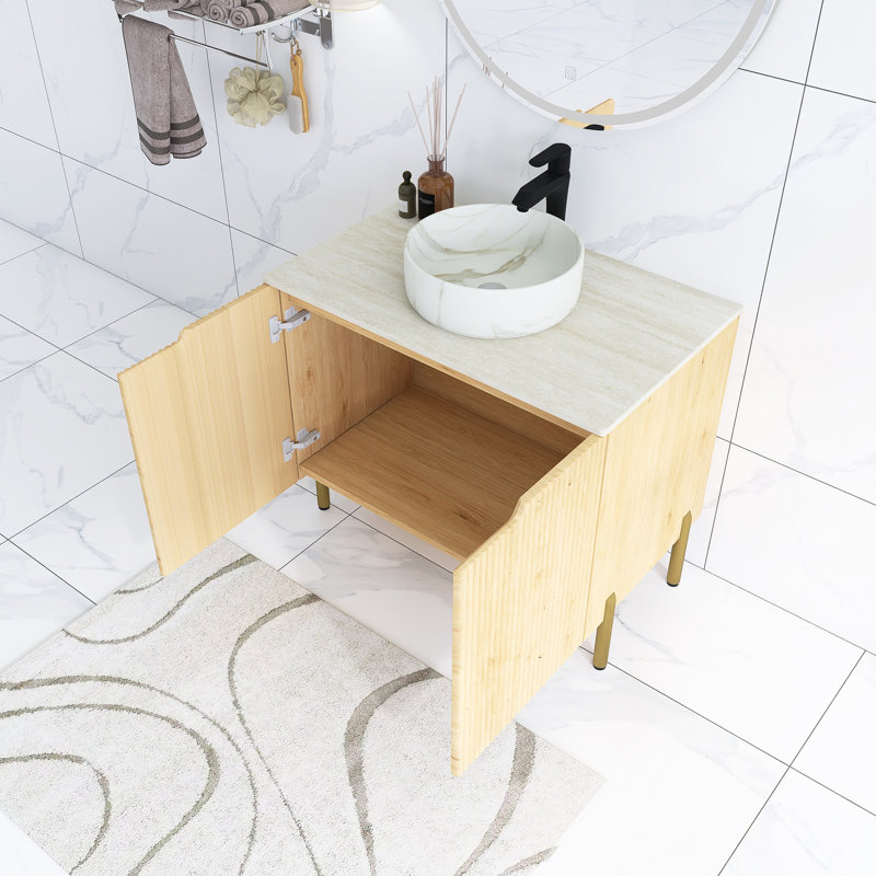 Meuble-lavabo autoportant en contreplaqué de 30 po avec lavabo