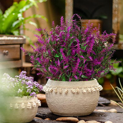 8 Pack Artificial Plants Flowers Grass Shrubs Lavender No Fade Faux Plastic Flowers Outdoor For Farmhouse Garden Porch Patio Indoor Wedding Decoration