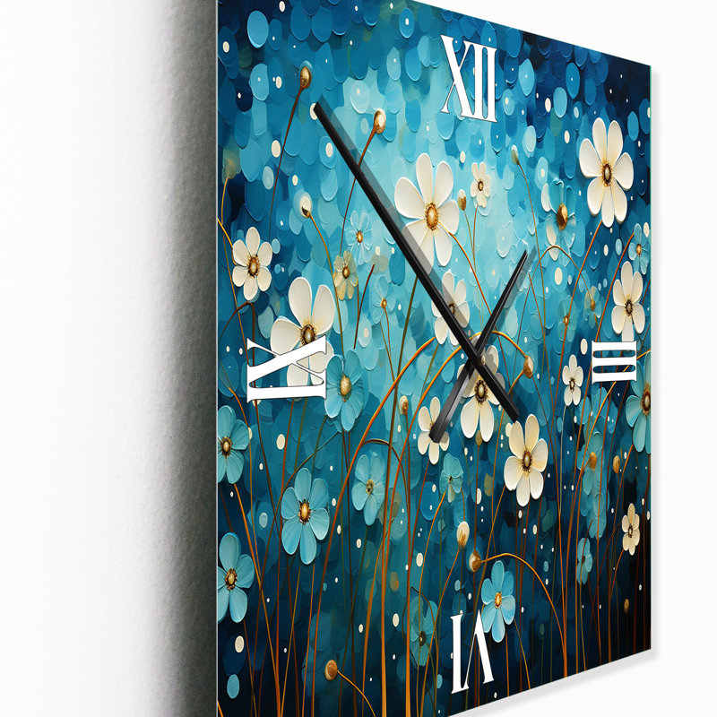 Turquoise Tranquility VIII - Abstract Landscape Wall Clock, Medium