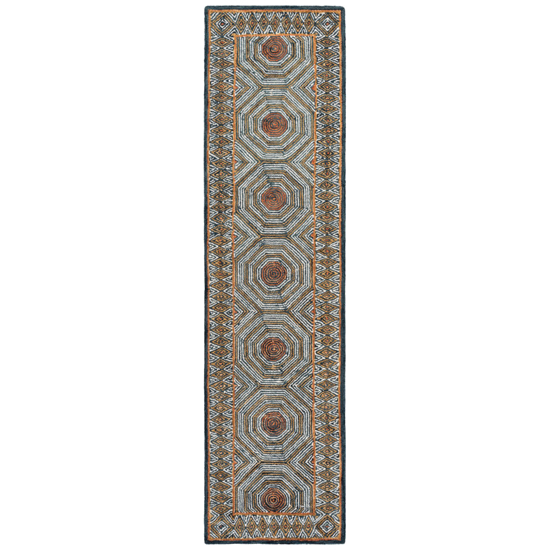 Micro-Loop 638 Hand Tufted Wool; Cotton With Latex Geometric Rug, Runner 2'3" x 9'
