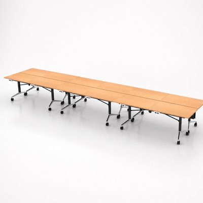12 Person Fold-up Training Tables, Extra Long for Seminars and Conferences with Thick Tops, Fold-Up Legs & Integrated Power Boxes.