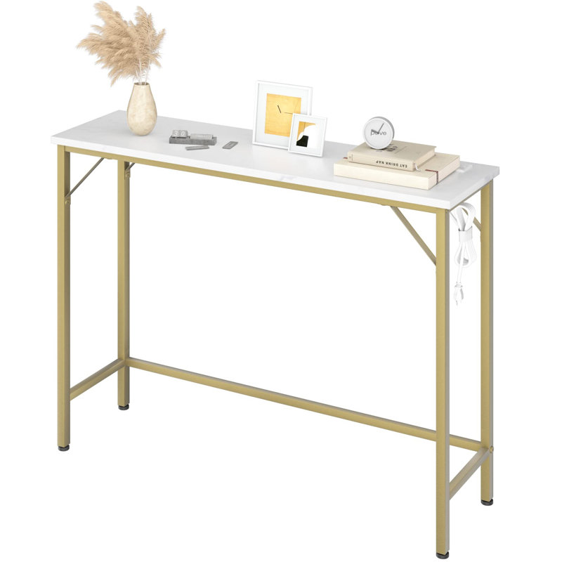 Afrahim 41.3'' Console Table, White, Gold