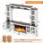 98" TV Stand with Electric Fireplace and Glass Cabinet, Adjustable Shelves & Cable Holes,  Farmhouse Wall Unit Entertainment Center With 3-Sided Electric Fireplace TV Stand For Tvs Up To 75", White-2049761467