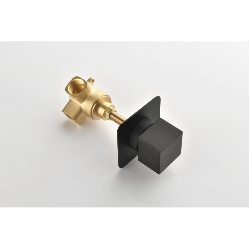 Robinet de douche à haut débit en fonte 3/4 "- poignée en laiton réglable, noir mat, métal noir performant, poignée réglable, construction