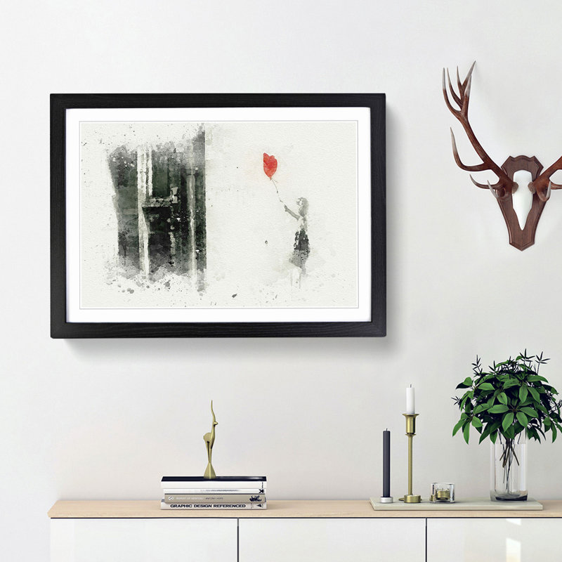 Girl with Balloon by Banksy - Picture Frame Graphic Art Print, Black Framed, 27cm H x 36cm W x 2cm D
