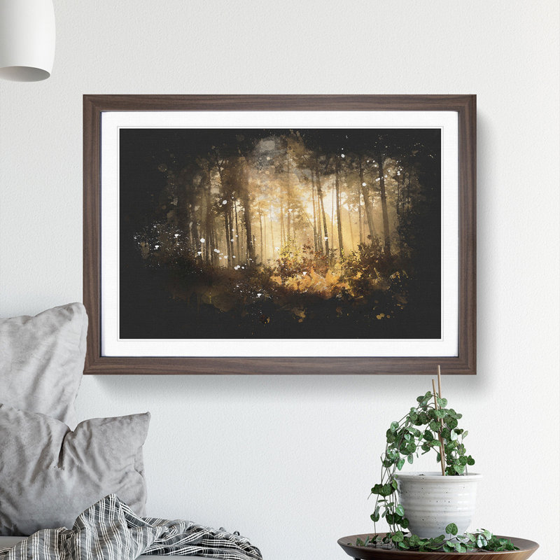 Autumn Forest Vol.2 Paint Splash - Picture Frame Graphic Art, Walnut, 27cm H x 36cm W x 2cm D
