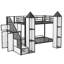 Lit superposé en métal en forme de château avec garde-robe et rangement multiple-2115097680