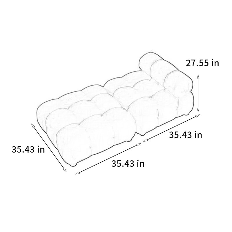 Chaise modulaire et multifonctionnelle confortable, Crème, crème, Orienté à gauche (vu de face)
