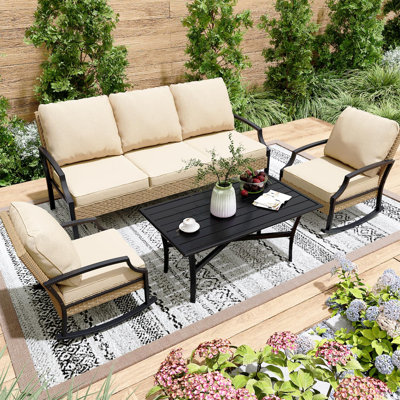 Outdoor Patio Furniture With Rocking Chair And Coffee Table