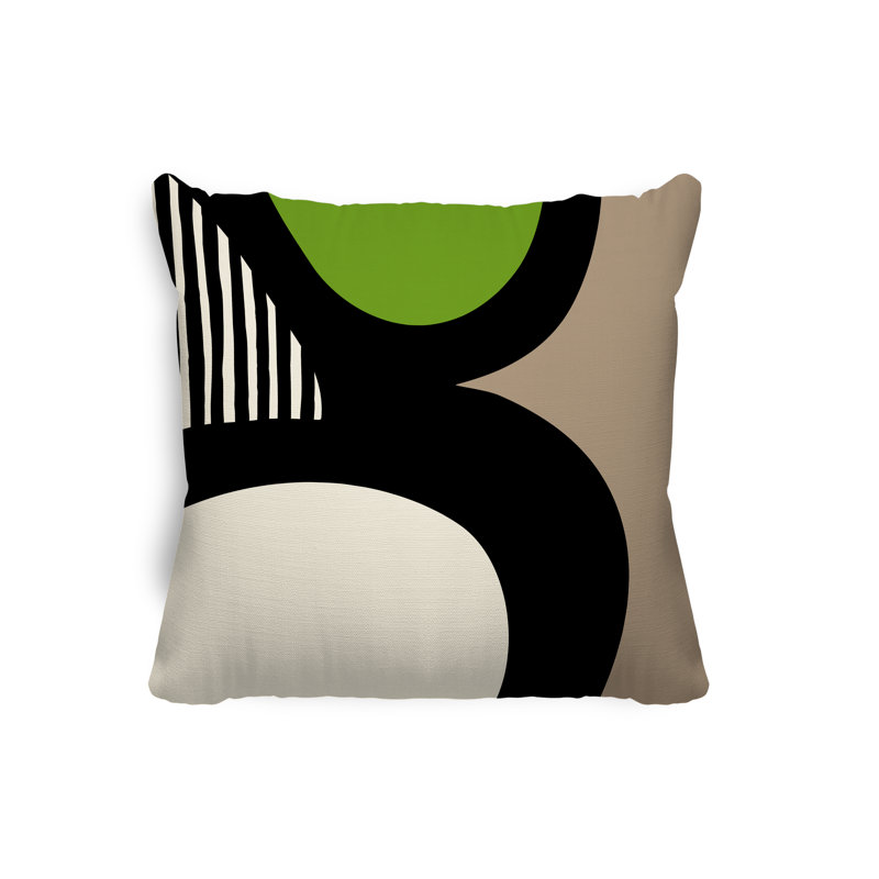 Lara Abstract Outdoor Reversible, 15" x 15", Chartreuse/Off White